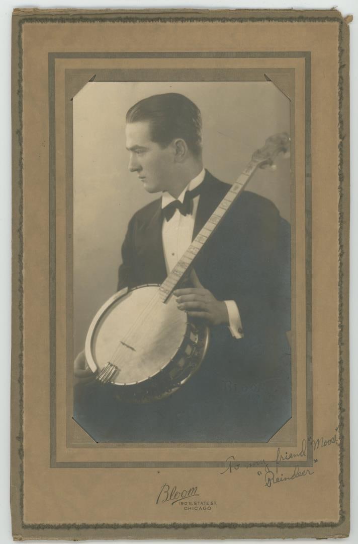 Occupational Banjo Player Portrait Photo Chicago: Bloom Photographer, Chicago Illinois. Signed To My Friend Moose from Reindeer.