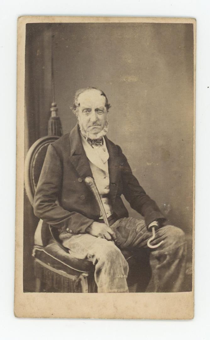 Irish Man with Shillelagh and Hook Hand CDV Photo (1 of 3)