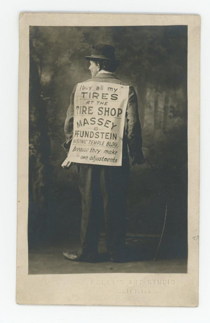 Walking Billboard Advertising RPPC Postcard (1 of 3)