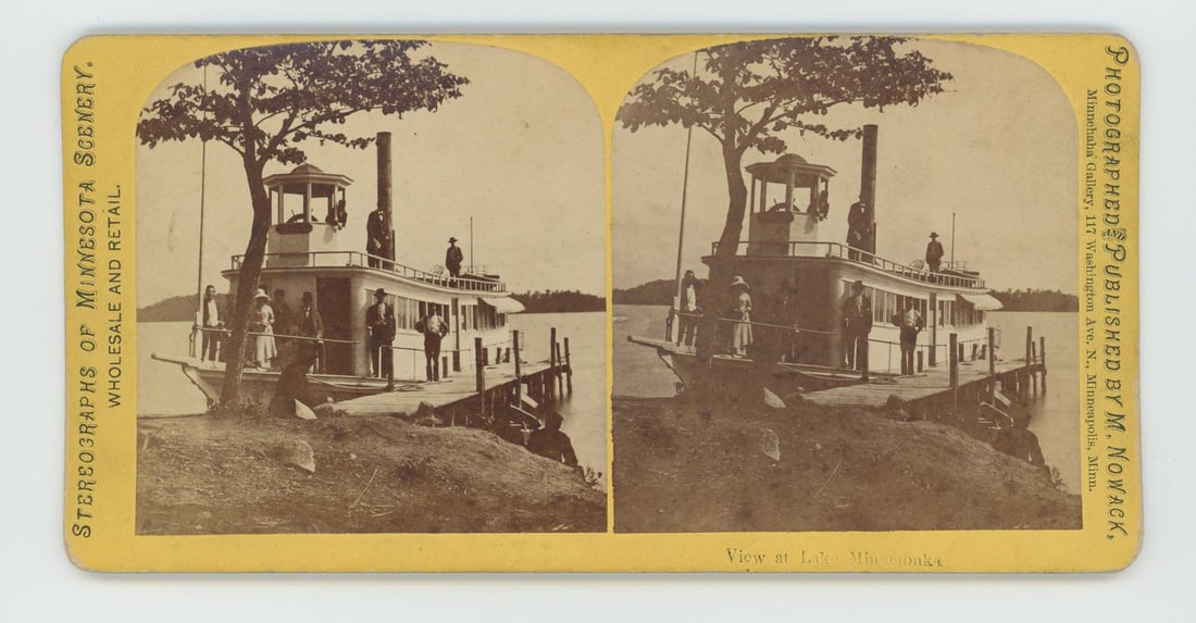 Nowack View at Lake Minnetonka Steamer Stereoview (1 of 3)