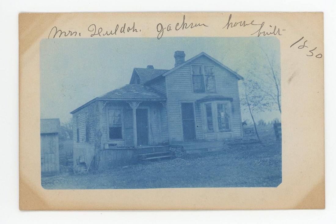Wisconsin Victorian House Cyanotype RPPC Postcard (1 of 3)