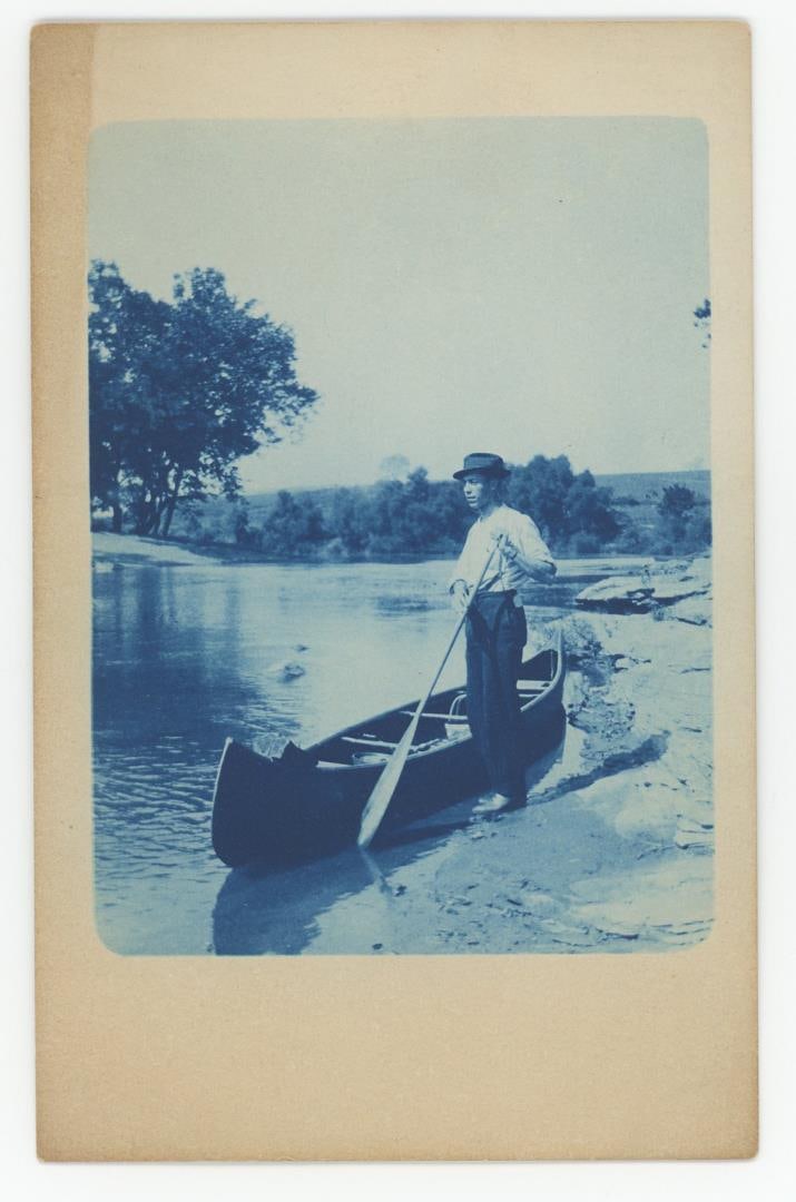 Dillons Falls Ohio Cyanotype RPPC Postcard: 9-Sep