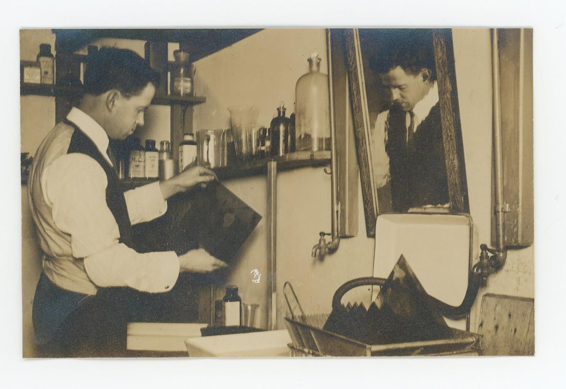 Photographer in Dark Room RPPC Postcard (1 of 3)
