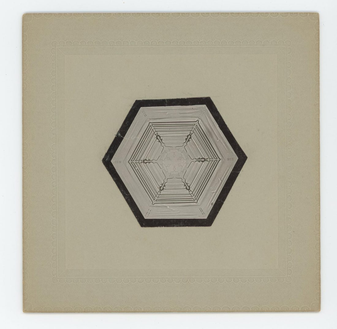 Wilson Bentley Snowflake Photomicrograph Photo: 5" by 5" Wilson A. "Snowflake" Bentley (1865-1931) was an American farmer and pioneering photographer from Jericho, Vermont, best known for being the first person to successfully photograph individual