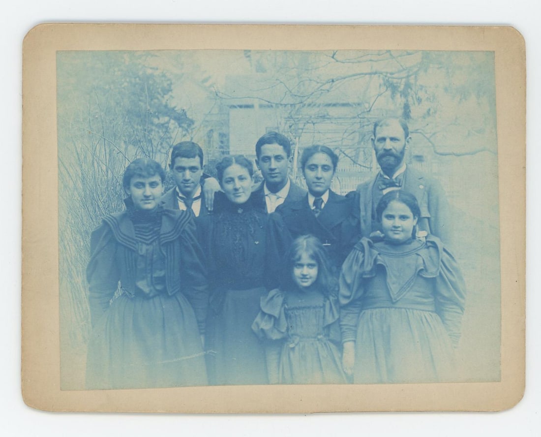 Family Portrait Cyanotype Photo: 4" by 5 1/4"