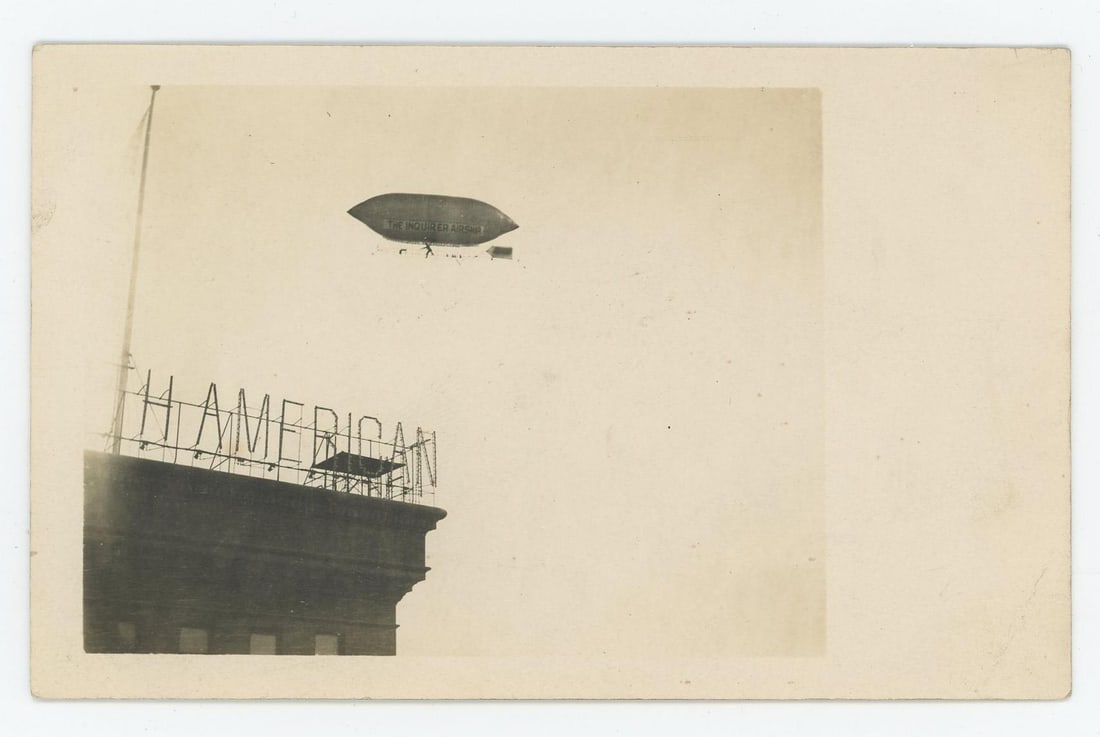 The Inquirer Airship Tight Rope Walker RPPC (1 of 3)