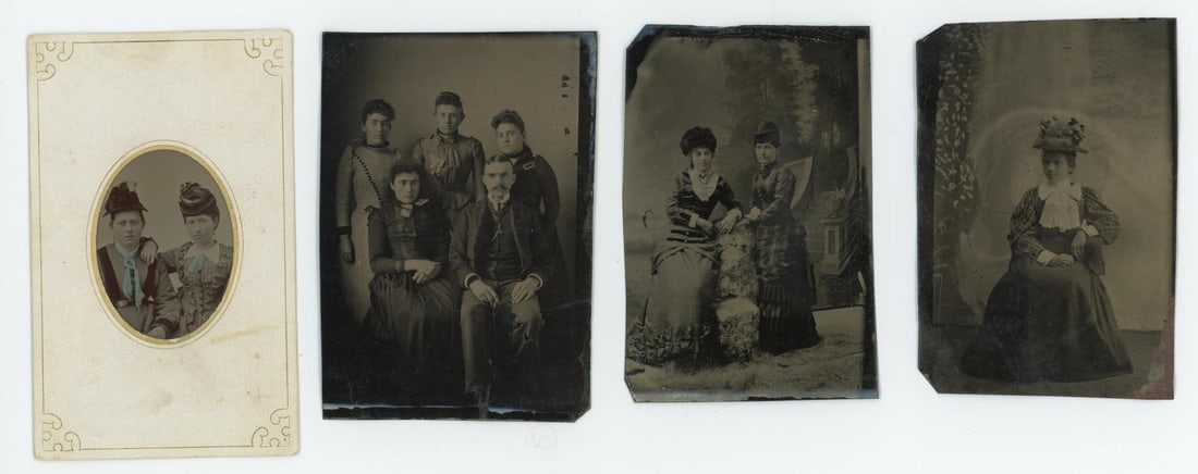 Women in Fancy Hats Tintype Photos (1 of 3)