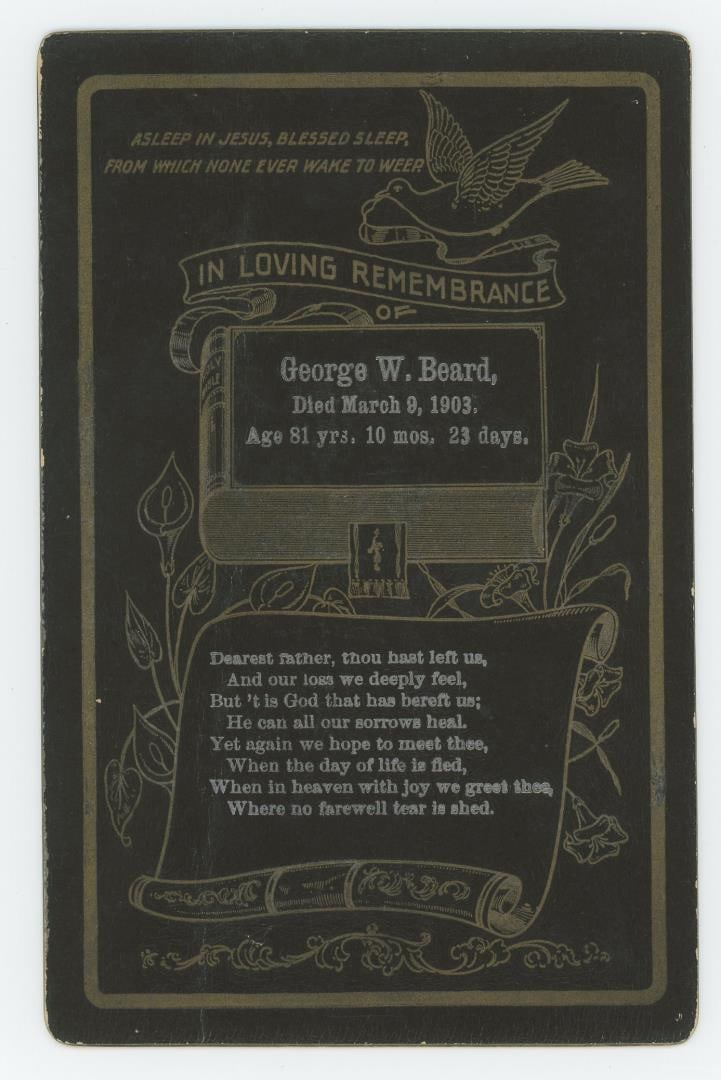 George W. Beard Post Mortem Funeral Card (1 of 3)