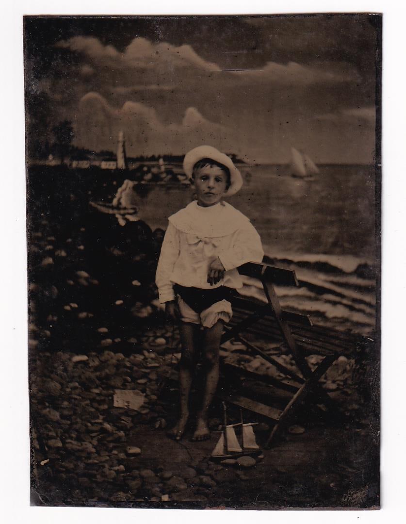 Child on the Beach Staged Tintype Photo (1 of 3)