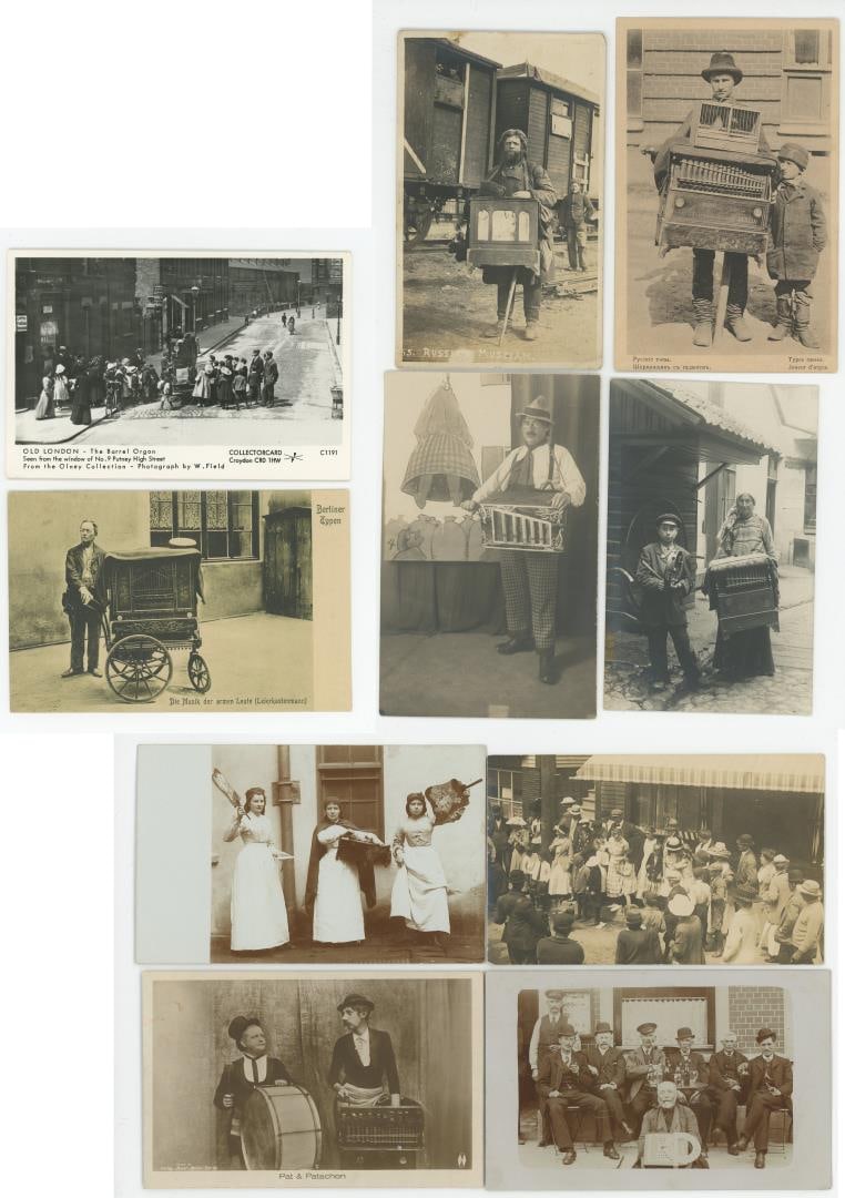 Street Musician Organ Grinder RPPC Postcards: Nice grouping.