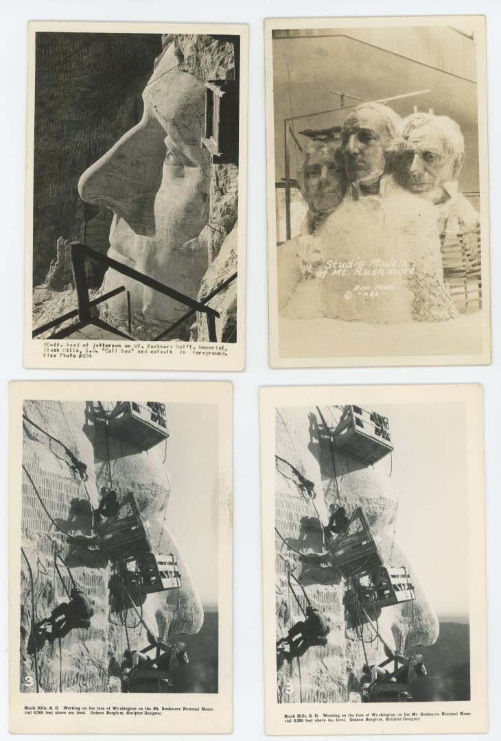 Mount Rushmore Construction RPPC Postcards - 2