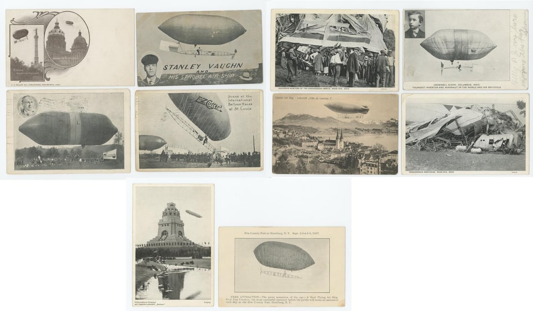 Group of Early Aviation Airship RPPC Postcards (1 of 8)