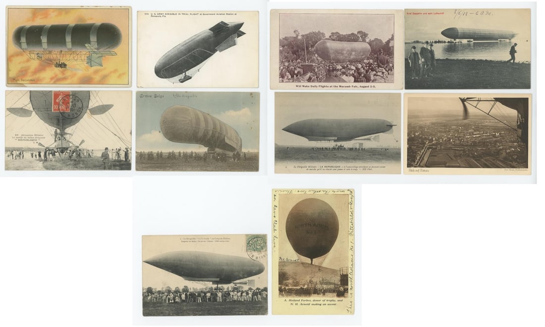 Early Aviation Balloons Dirigibles Postcards (1 of 8)