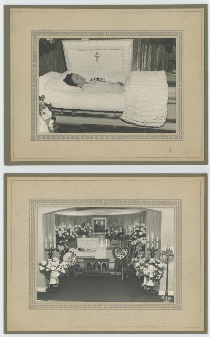 Post Mortem Wake Funeral Cabinet Card Photos: 8" by 9 1/2" each.