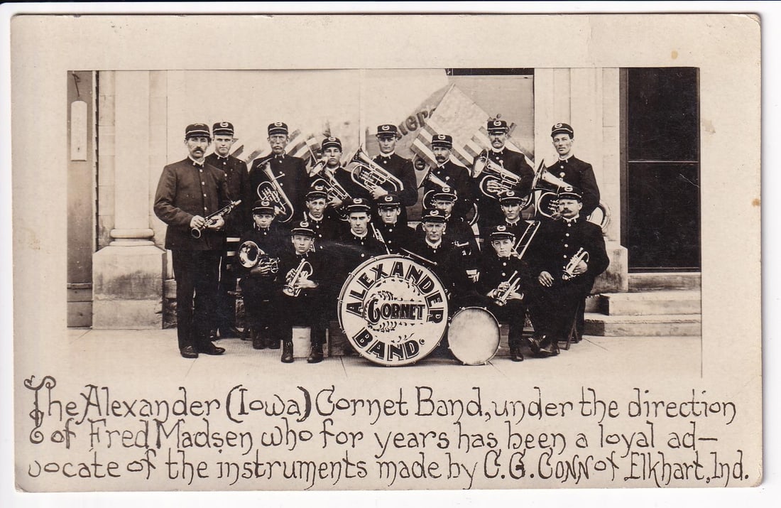 The Alexander Iowa Cornet Band RPPC Postcard (1 of 3)