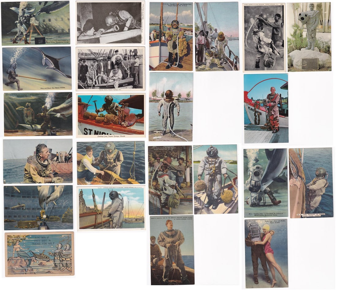 Collection of Florida Hard Hat Divers Postcards: Nice examples.