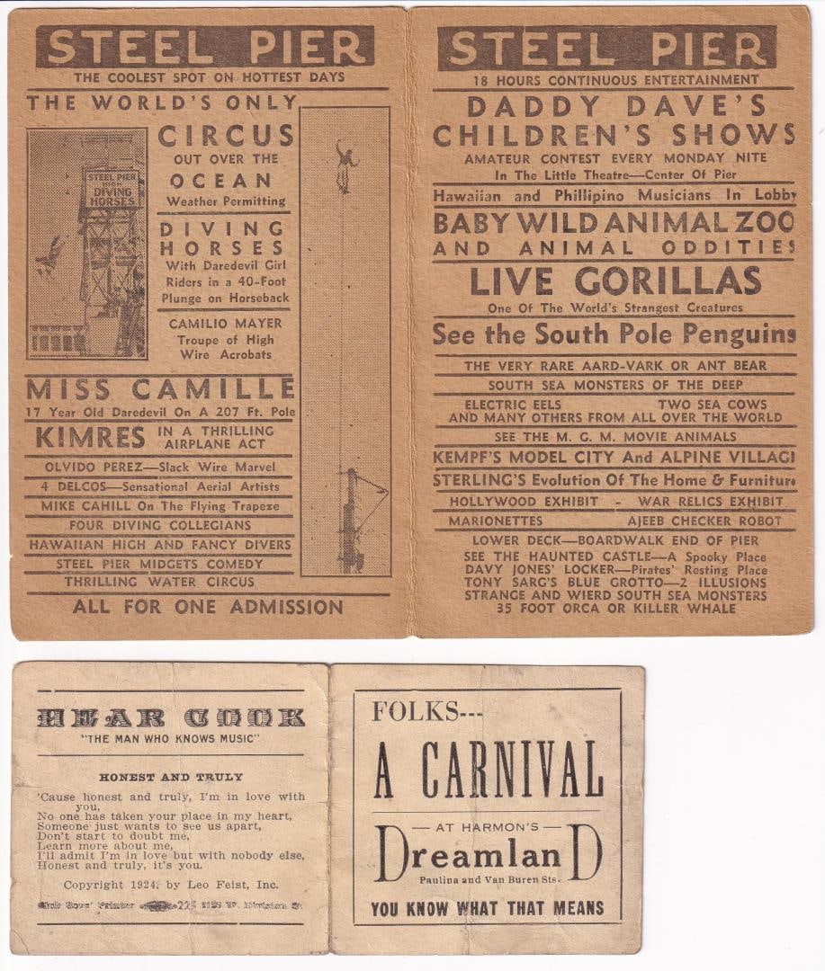 Steel Pier Atlantic City Fair Program: 5 1/2" by 7". Atlantic City New Jersey.