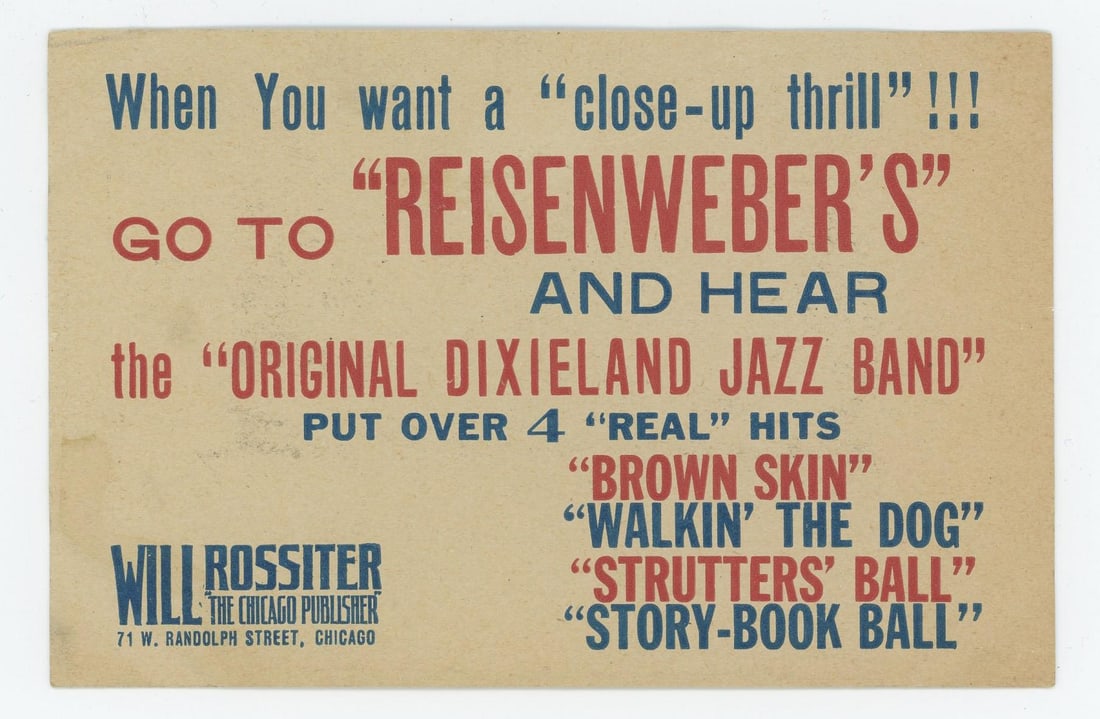 Original Dixieland Jazz Band Promotional Postcard (1 of 3)