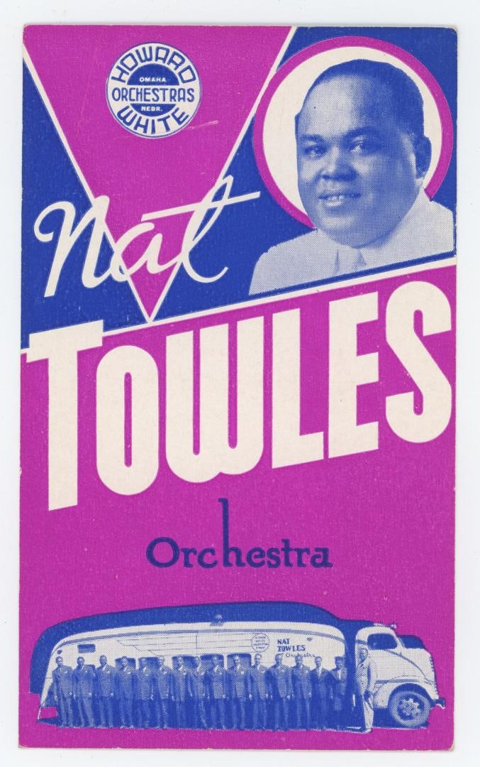 Nat Towles Big Band Orchestra Postcard: Omaha Nebraska.
