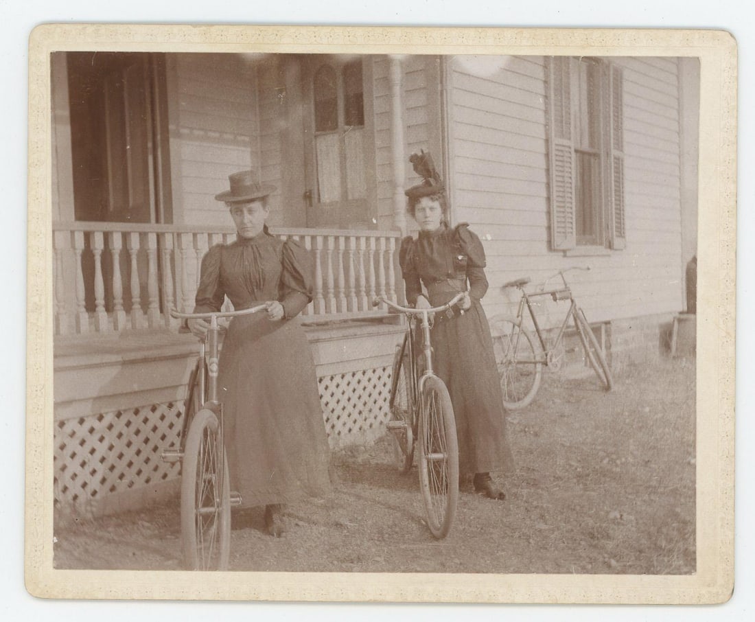 Victorian Women with Wood Rim Bicycles Photo: 4" by 5".