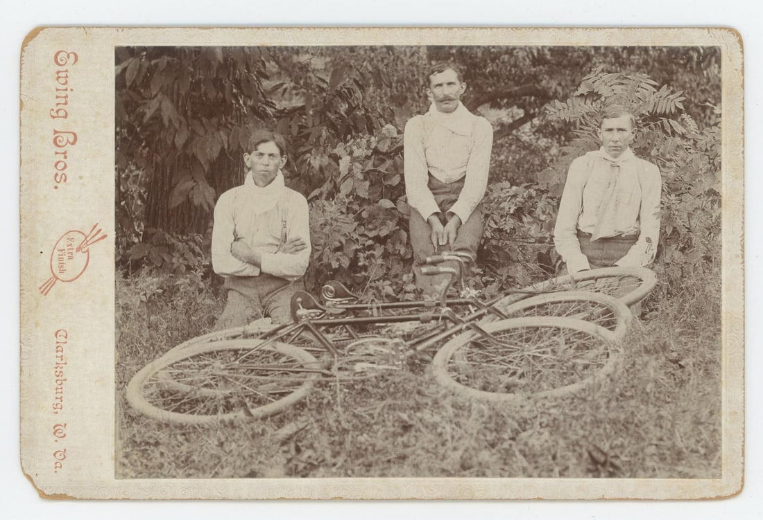 West Virginia Bicycle Racers Cabinet Photo: Card by Ewing Brothers, Clarksburg, West Virginia.