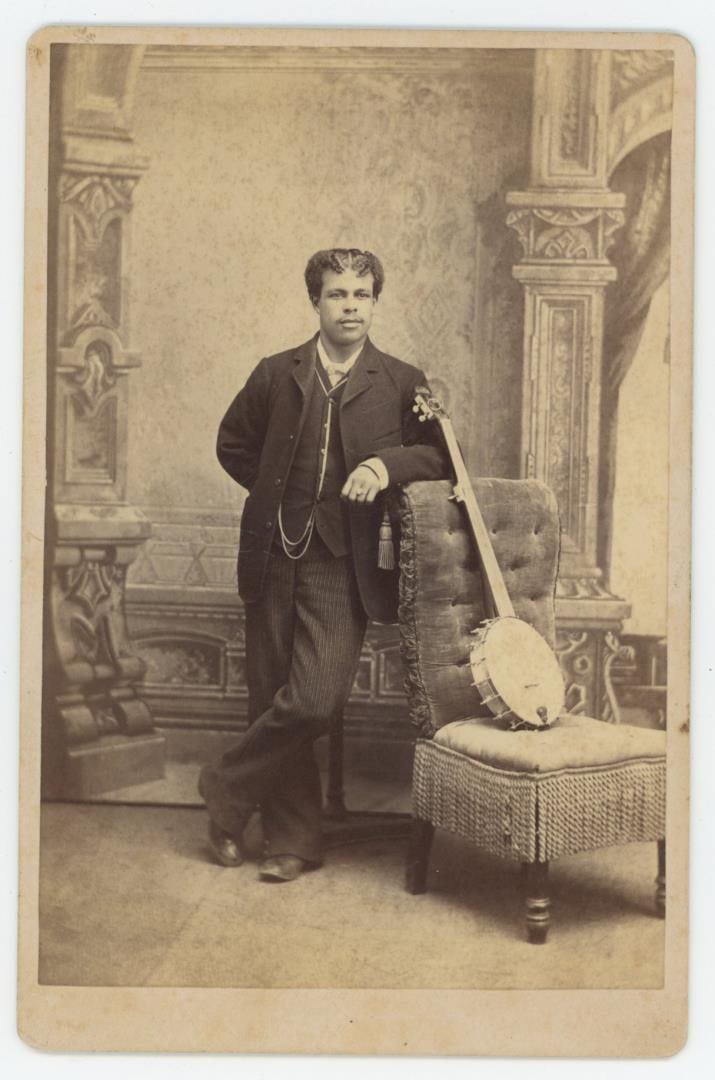 African American Black Banjo Player Cabinet Photo (1 of 3)