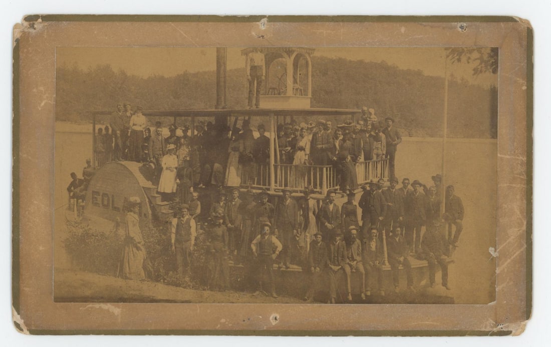 Steamship Eolah Wisconsin Dells Cabinet Photo: Photographer Henry Hamilton Bennett. At the Wisconsin Dells, previously named Kilbourn City. 5 1/4" by 8 1/2".