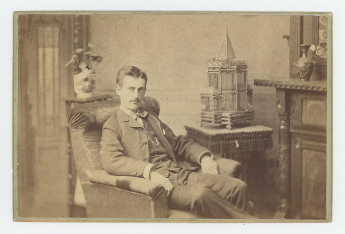 Tramp Art Table Birdcage Cabinet Photo (1 of 3)