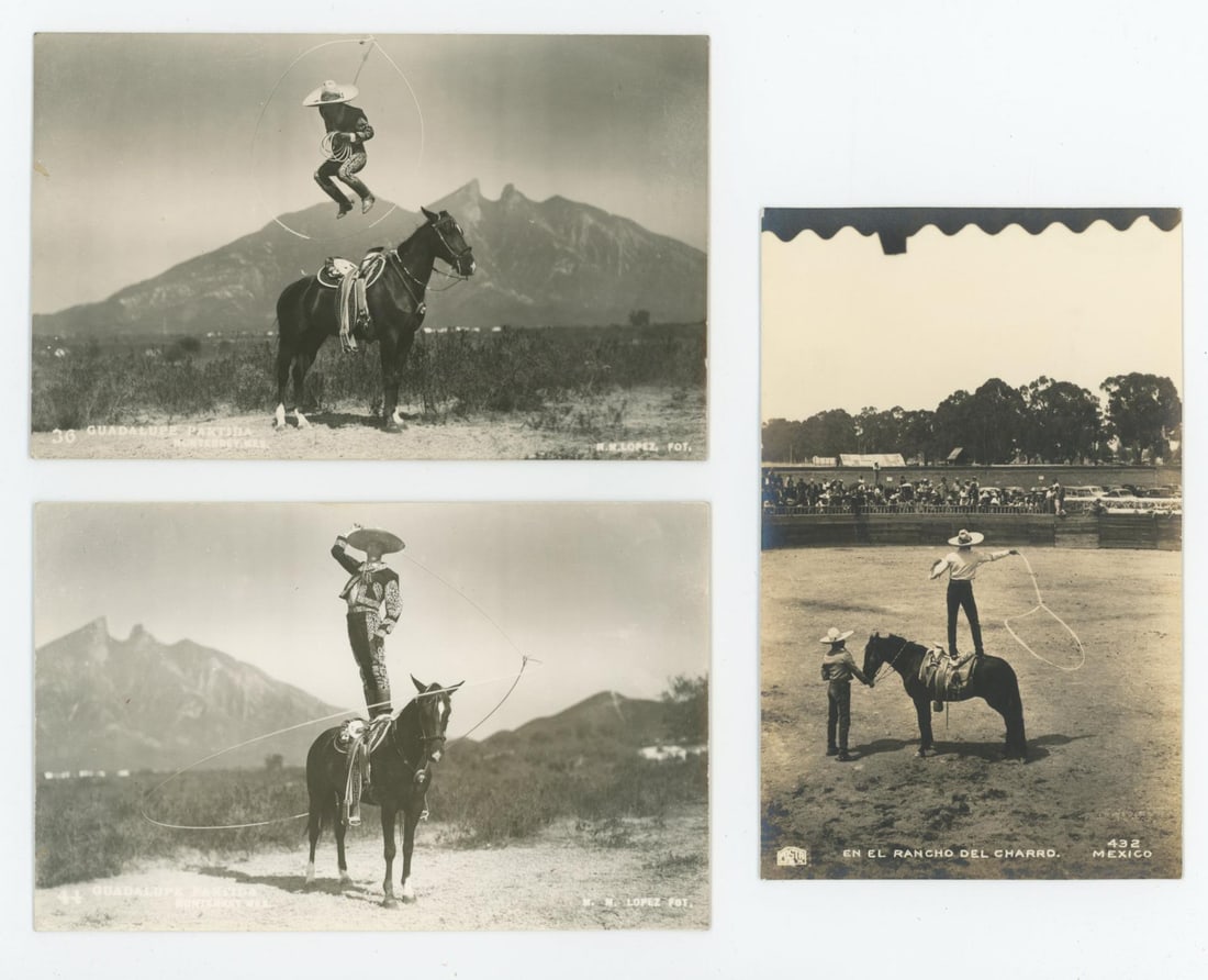 Mexican Trick Roper RPPC Postcards: Nice grouping.