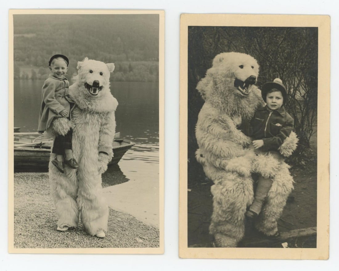 Man in Polar Bear Costume RPPC Postcards: Unusual images.