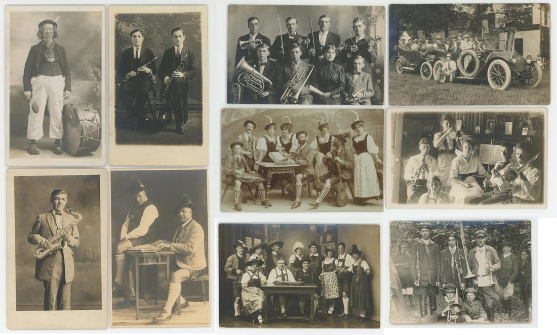 Occupational Musician Band RPPC Postcards: Nice grouping