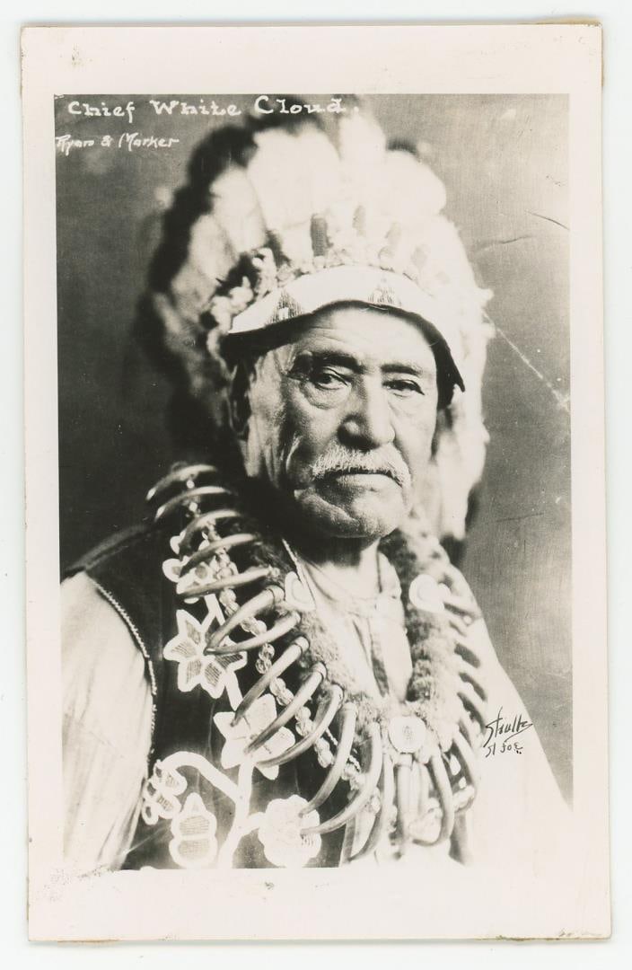 Chief White Cloud Indian RPPC Postcard: Ryan & Marker.