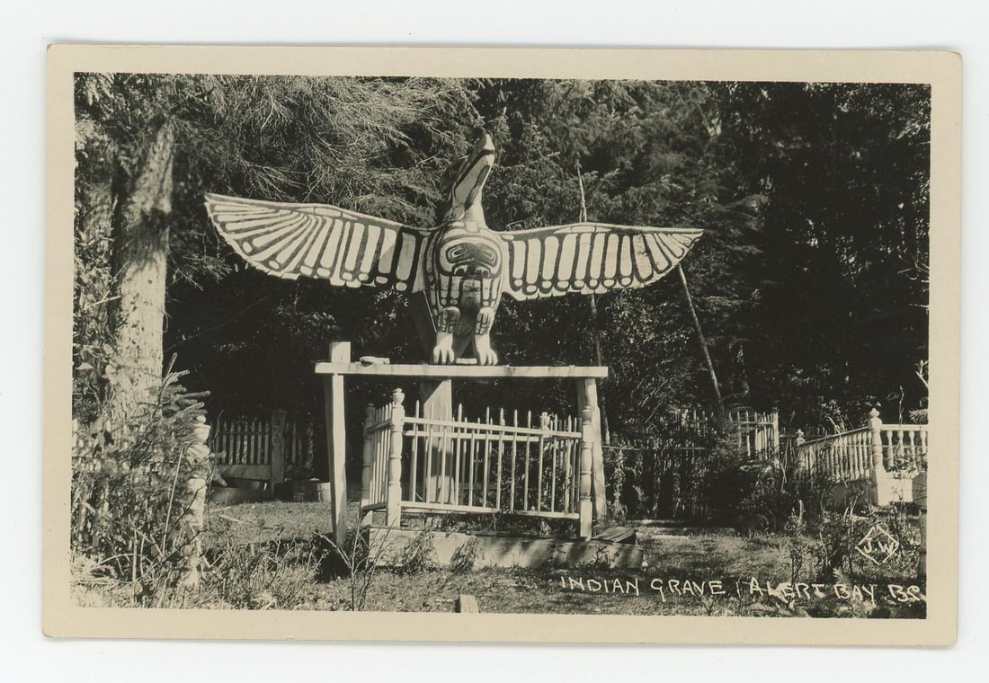 Indian Grave Alert Bay BC RPPC Postcard: Nice image.