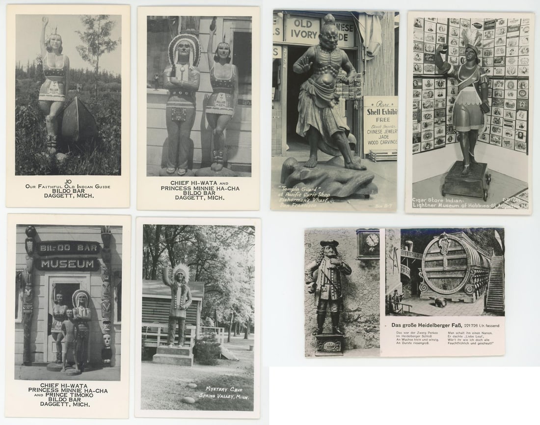 Cigar Store Indian Postcards: Nice grouping.