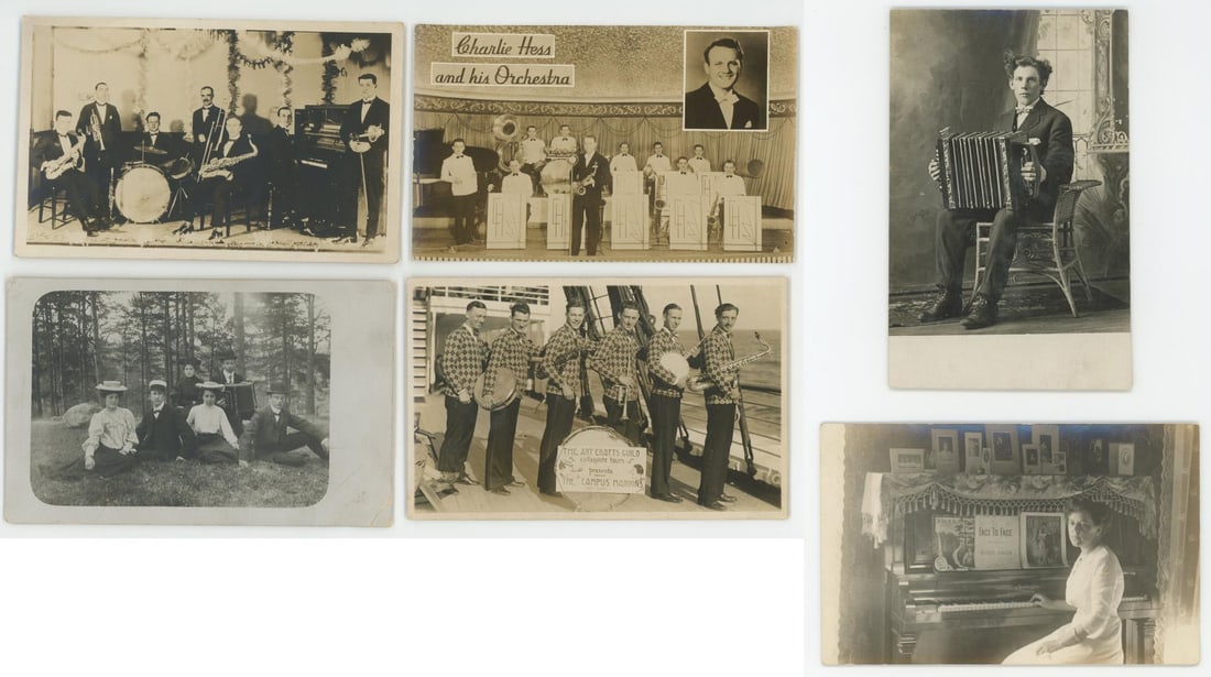 Orchestral Occupational Musician RPPC Postcards: Nice grouping