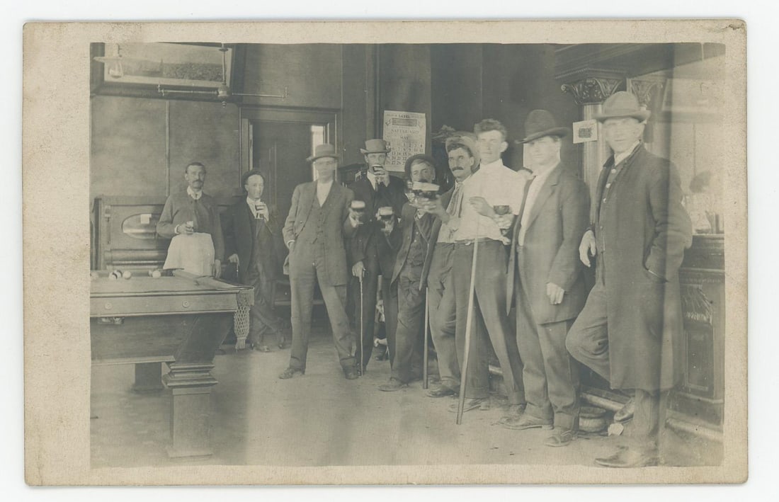 Men in Saloon Beer Pool Hall RPPC Postcard (1 of 3)