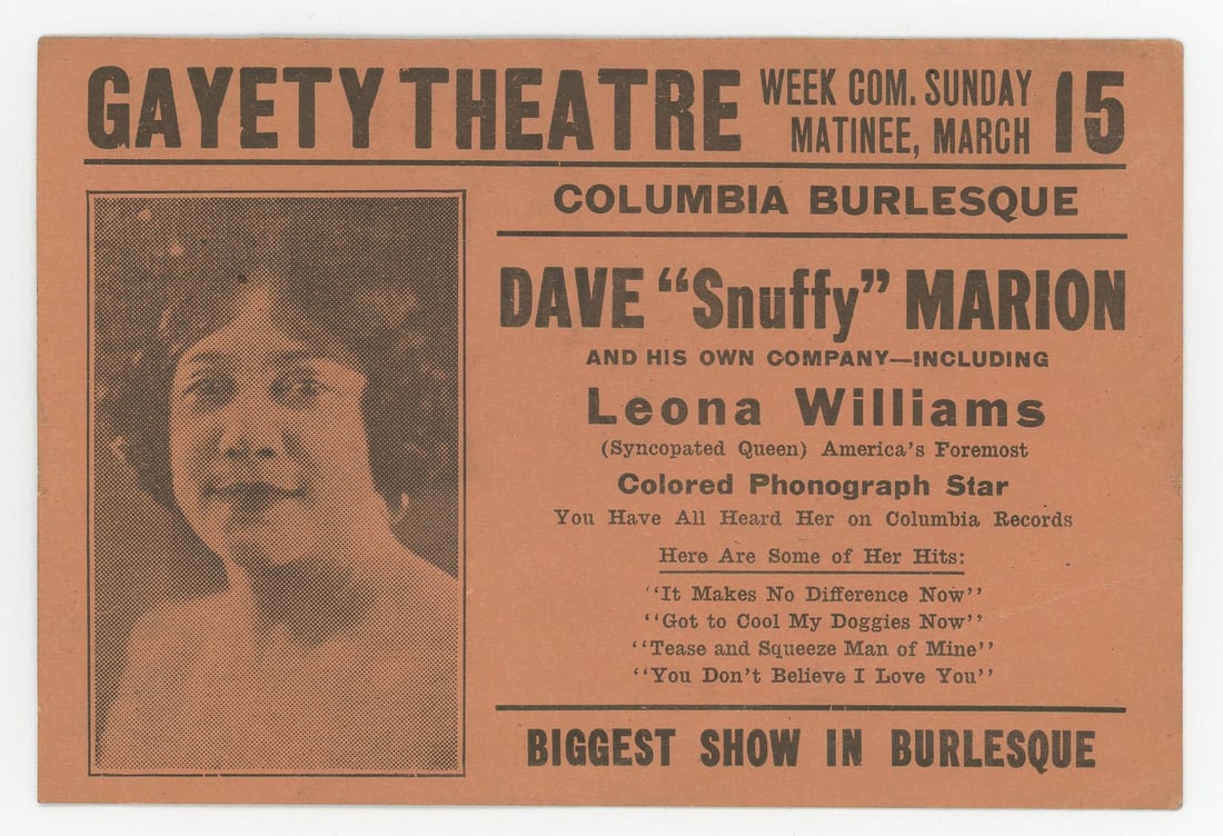 Dave Marion Leona Williams Burlesque Jazz Card (1 of 3)