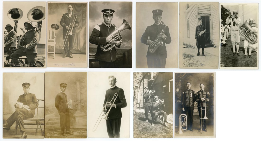 Occupational Brass Band Musicians RPPC Postcards (1 of 10)