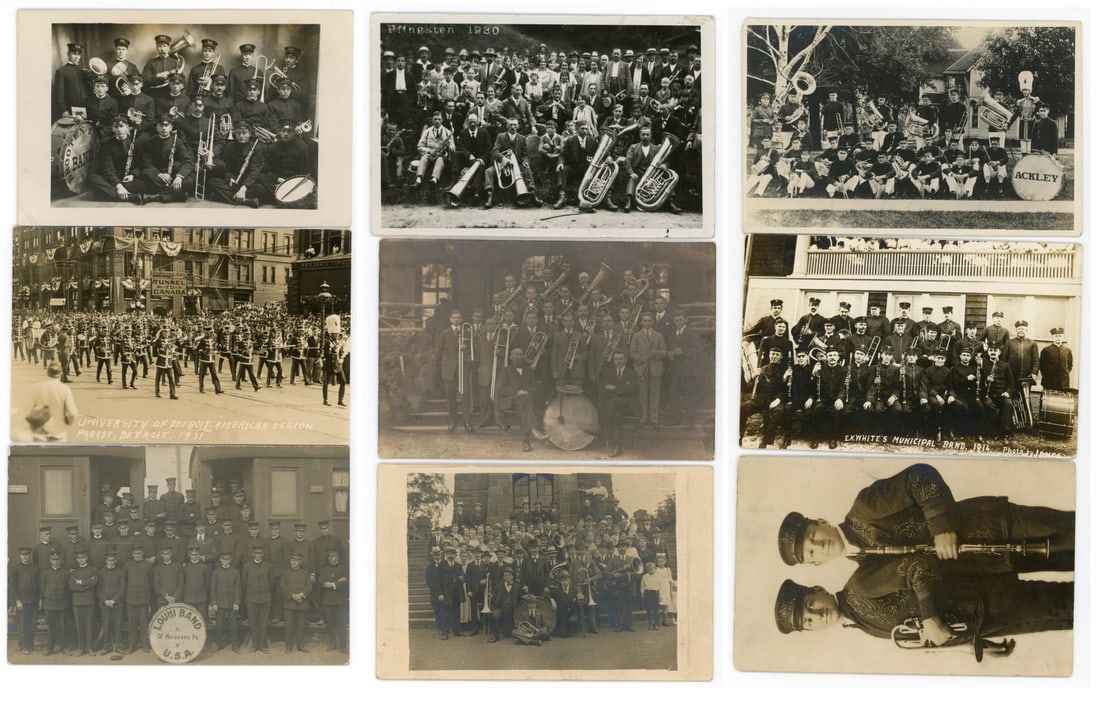 Occupational Band Orchestra RPPC Postcards: Nice grouping
