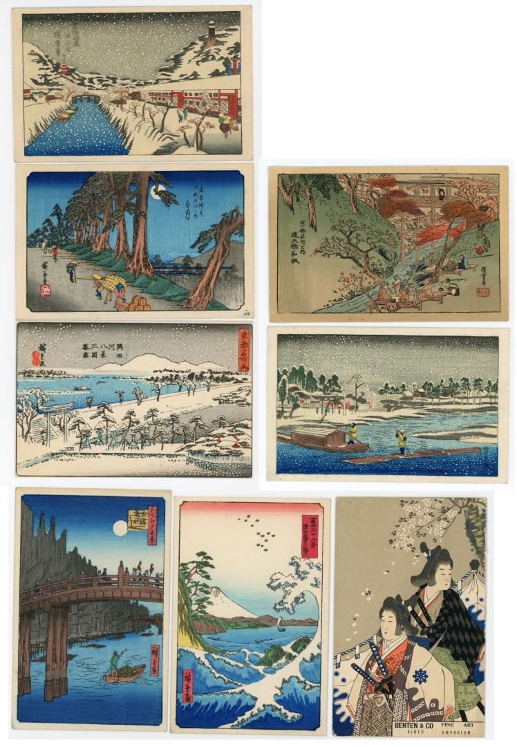 Antique Japanese Woodblock Print Postcards (1 of 8)