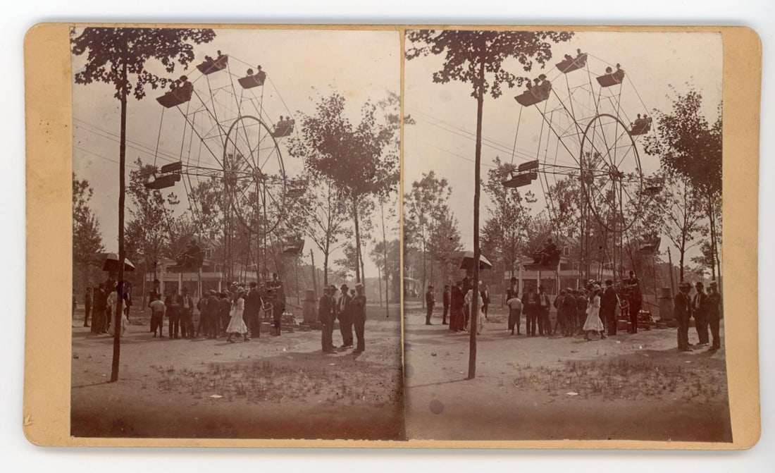 Traveling Circus Ferris Wheel Stereoview (1 of 3)