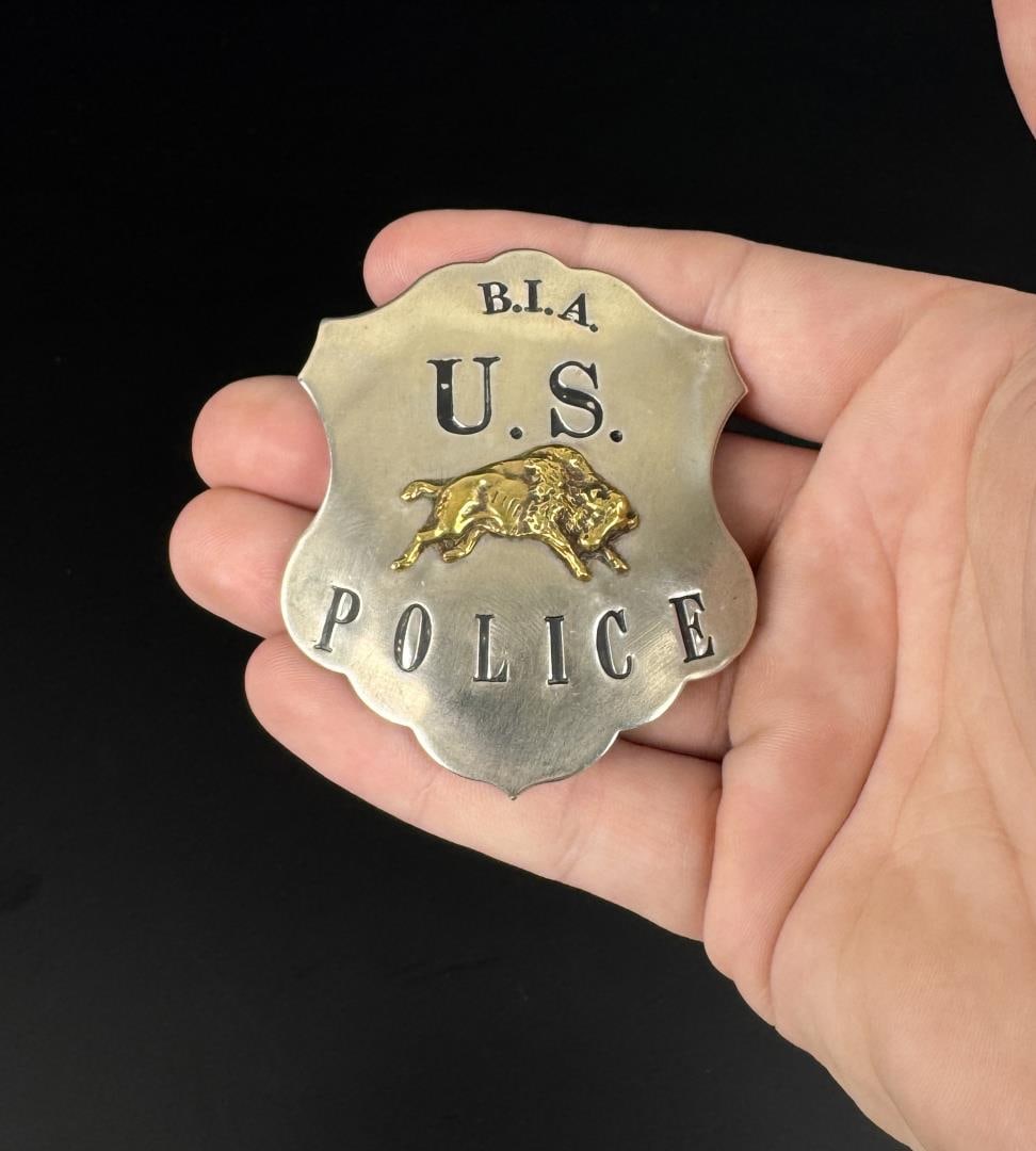 Bureau of Indian Affairs Police Badge: 2" by 2 1/2". Made by David Langenbacker.