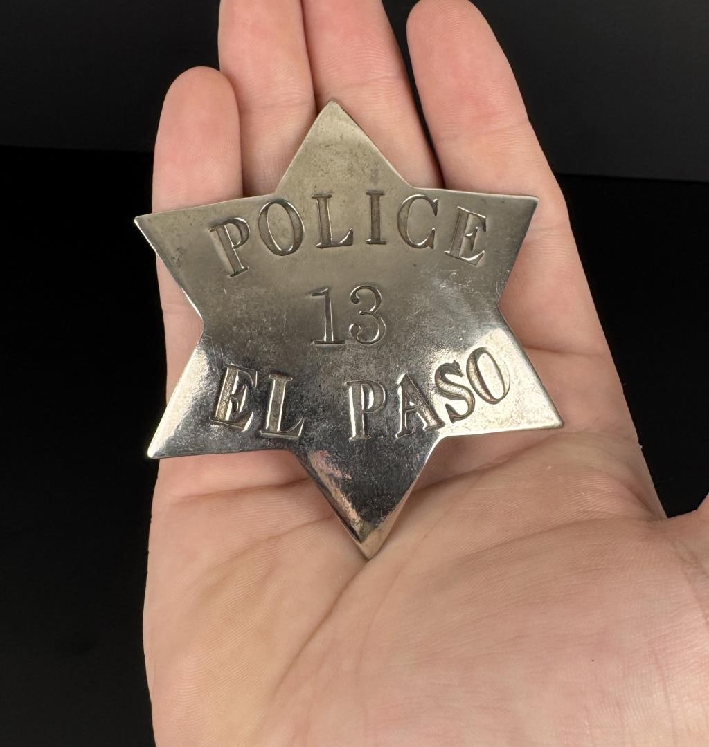 El Paso Texas Police Badge Langenbacker: Made by David Langenbacker. 2 3/4" diameter.