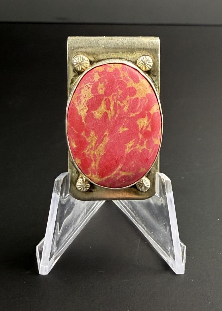 B Lee Navajo Sterling Silver Money Clip: 1 3/4" by 1". 28.34 grams.