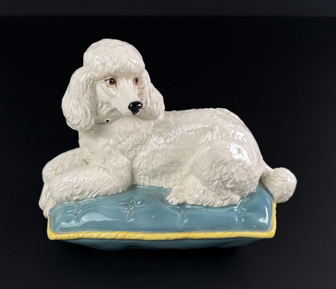 Royal Doulton White Poodle on Pillow Figurine: 7" by 5" by 4"