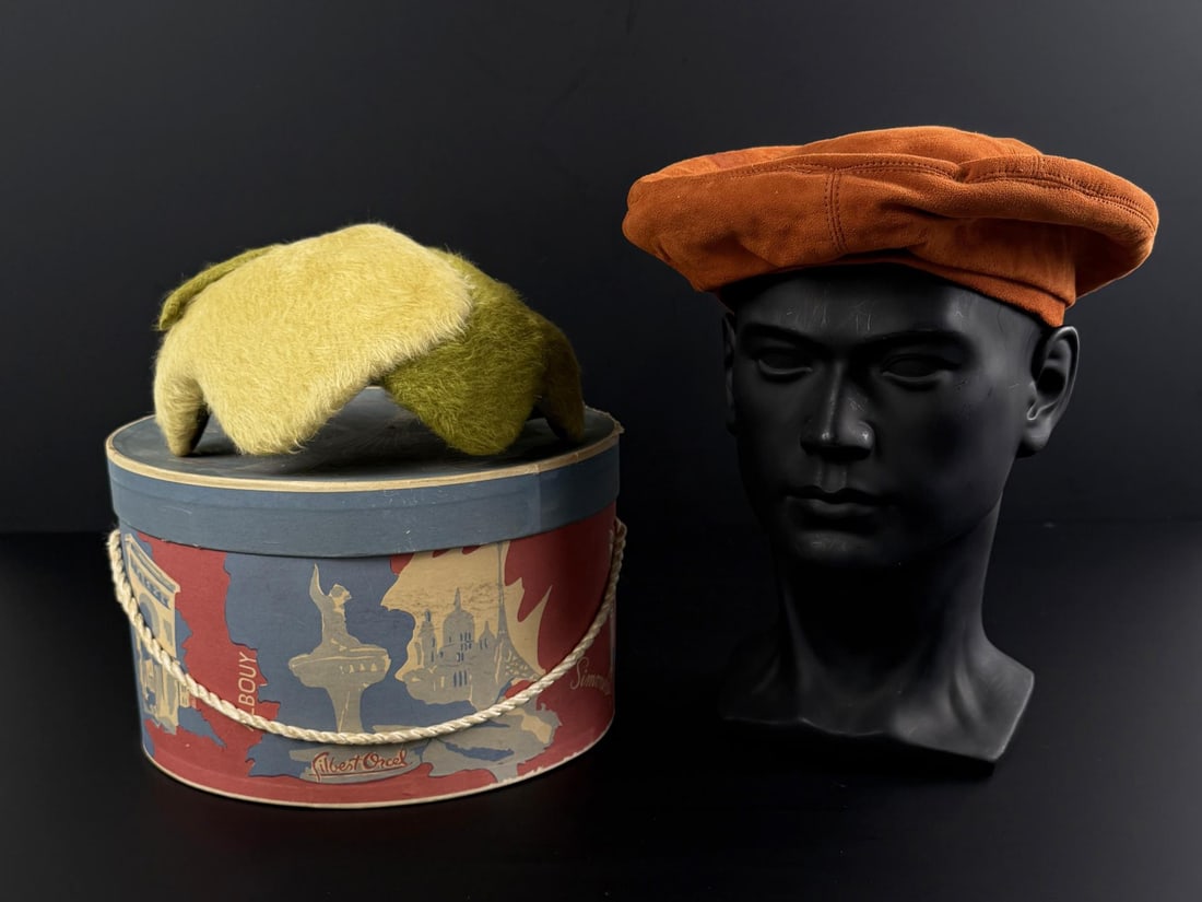Art Deco Ladies Hats: Nice grouping. Orange is size 6 1/2