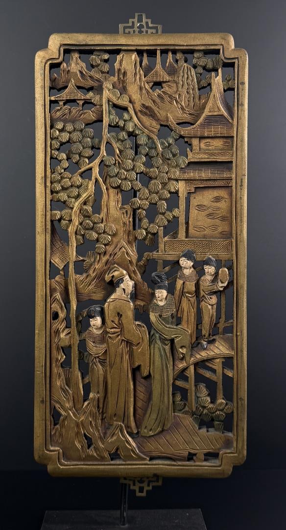 Mid Century Chinese Carved Wood Panel (1 of 4)