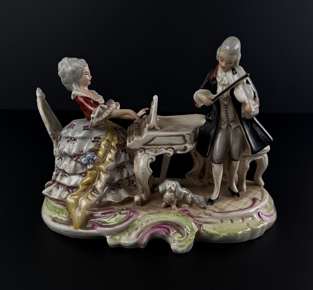 Grafenthal Porcelain Piano Violin Figurine: 9" by 6 1/2" by 4 1/2"