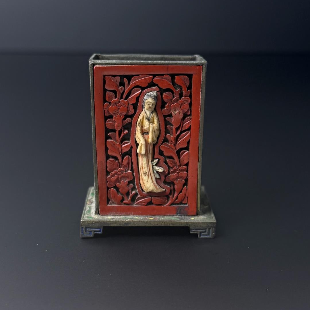 Chinese Cinnabar Cloisonne Match Box (1 of 8)