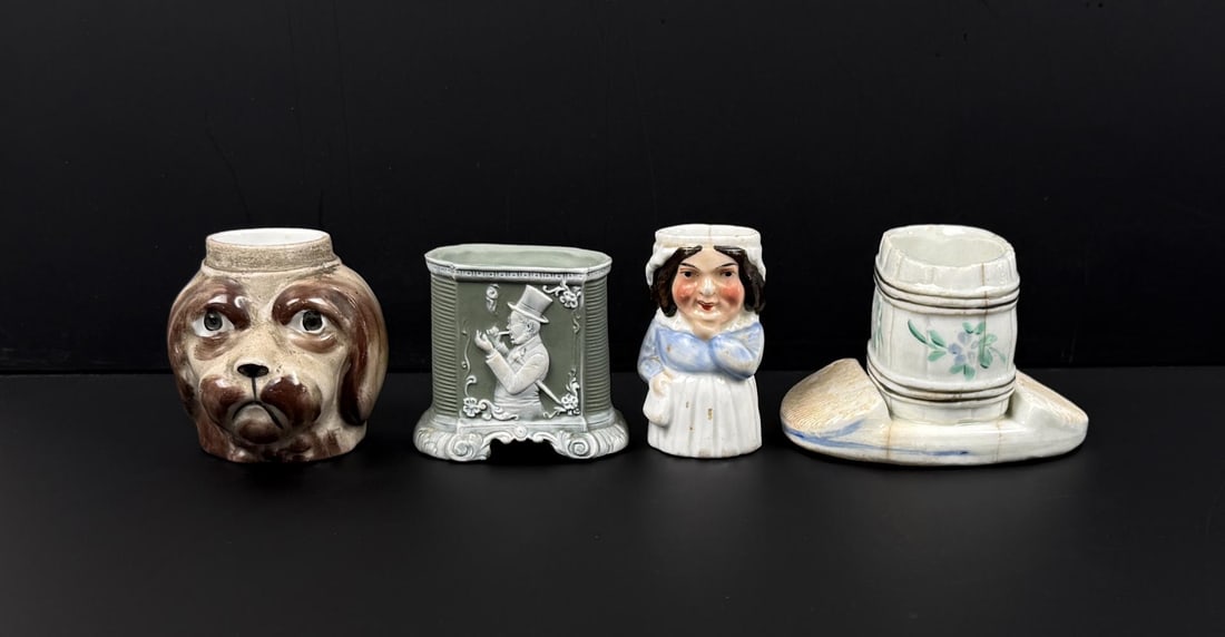 Collection of Victorian Match Strikers: Largest is 2 1/2" tall. Some cracks as shown.